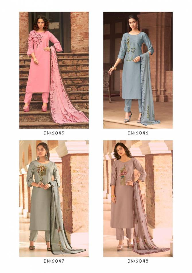 LILY & LALI FABULOLUS Latest Fancy Designer Heavy festive Wear Fine Brush Print with Handwork on Bemberg Silk Raedymade Salwar Suit Collection